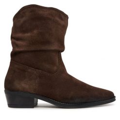 Botki Tamaris. Brązowe botki Tamaris, bez wzorów, bez obcasa, na słupku, bez zapięcia. Za 469.99 zł.