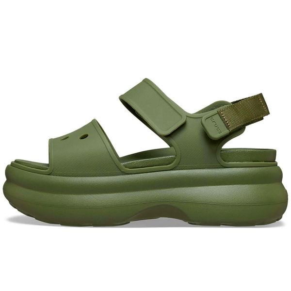 Sandały Crocs Sandał Soho Y Strap W Damskie. Zielone sandały Crocs, bez wzorów, z materiału, bez obcasa, bez zapięcia. Za 229.99 zł.