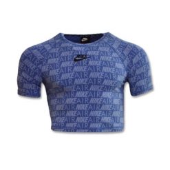 Koszulka Nike Air AOP Top Wmns - AR3445-458. Fioletowe bluzki Nike, bez wzorów, sportowe, bez kołnierzyka, bez ramiączek. Za 129.95 zł.