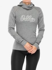 Bluza termoaktywna damska Odlo Active Warm Originals BL Top Facemask LS. Szare bluzy sportowe Odlo, na zimę, xs, bez wzorów, z materiału, bez kaptura. Za 258.49 zł.