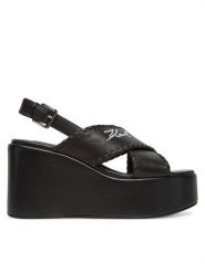 KARL LAGERFELD Sandały Wendy KL33372 Czarny. Czarne sandały KARL LAGERFELD, bez wzorów, ze skóry, bez obcasa, na koturnie, bez zapięcia. Za 779.99 zł.