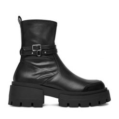 Botki DeeZee. Czarne botki DeeZee, bez wzorów, bez obcasa, na płaskiej podeszwie, bez zapięcia. Za 219.99 zł.
