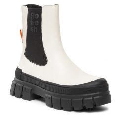 Botki Refresh. Białe botki Refresh, bez wzorów, bez obcasa, na płaskiej podeszwie, bez zapięcia. Za 279.99 zł.