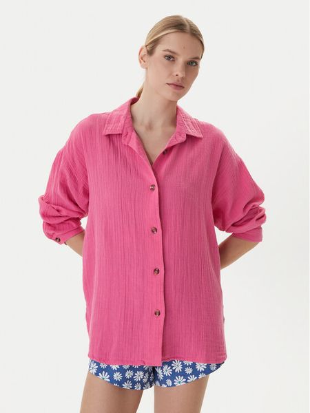 Roxy Koszula Morning Shine ERJWT03739 Różowy Loose Fit. Czerwone koszule Roxy, l, bez wzorów, z bawełny, bez kołnierzyka, bez ramiączek. Za 126.99 zł.