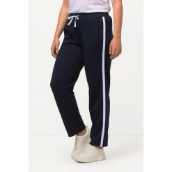 Damskie Spodnie dresowe elastyczny pas paski boczne. Niebieskie spodnie dresowe Ulla Popken, plus size, bez wzorów, z bawełny. Za 143.99 zł.