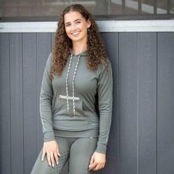 Damska bluza jeździecka Harry's Horse Just Ride. Zielone bluzy HARRYS HORSE, s, bez wzorów, z elastanu, z kapturem. Za 251.00 zł.
