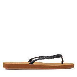 Japonki Roxy. Czarne klapki Roxy, bez wzorów, bez obcasa. Za 59.99 zł.
