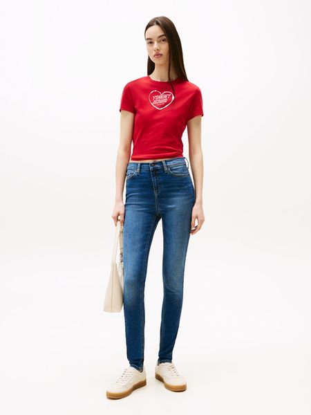 TOMMY JEANS Dżinsy "Nora" - Skinny fit - w kolorze granatowym rozmiar: W28/L30. Niebieskie jeansy Tommy Jeans, l, z aplikacjami, z podwyższonym stanem. Za 297.26 zł.