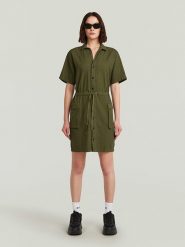 G-Star Sukienka w kolorze khaki rozmiar: L. Brązowe sukienki G-Star, na co dzień, l, bez wzorów, z bawełny, retro, bez kołnierzyka, bez ramiączek, mini, proste. Za 377.74 zł.