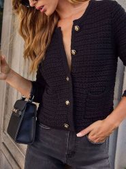 Milan Kiss Kardigan w kolorze czarnym rozmiar: L. Czarne kardigany Milan Kiss, l, bez wzorów. Za 152.99 zł.