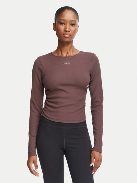 Guess Bluzka V6RP08 KD932 Brązowy Slim Fit. Brązowe bluzki Guess, xxs, z aplikacjami, bez kołnierzyka, bez ramiączek. Za 213.99 zł.