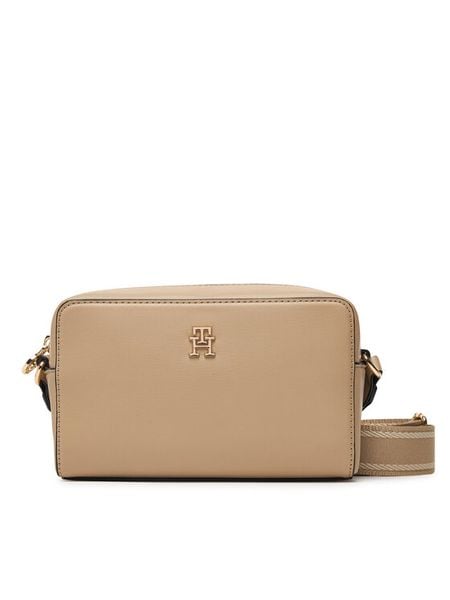 Tommy Hilfiger Torebka Th Joy Camera Bag AW0AW19060 Beżowy. Brązowe listonoszki TOMMY HILFIGER, bez wzorów, ze skóry, bez dodatków. Za 368.99 zł.