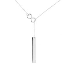 Naszyjnik nieskończoność z blaszką srebrny 54 cm. Szare naszyjniki Lilou, srebrne. Za 259.00 zł.