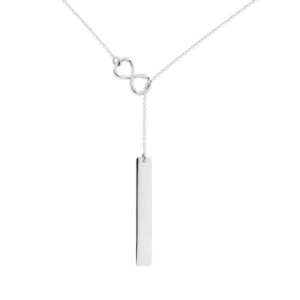 Naszyjnik nieskończoność z blaszką srebrny 54 cm. Szare naszyjniki Lilou, srebrne. Za 259.00 zł.