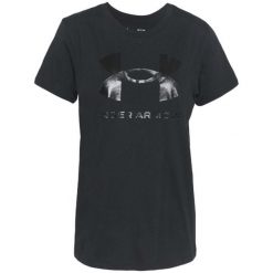 Koszulka fitness damska Under Armour Live Sportstyle Graphic Ssc. Czarne bluzki Under Armour, xs, bez wzorów, sportowe, bez kołnierzyka, bez ramiączek. Za 85.99 zł.