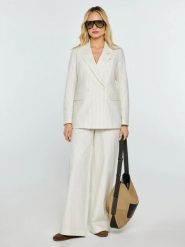 Marynarka damska lniana w prążek kremowa Kinnia 102. Białe marynarki i żakiety Big Star, l, z aplikacjami, prążkowane, retro. Za 359.99 zł.