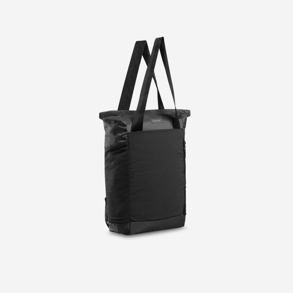 Torba podróżna Forclaz Travel Cabas 15 litrów 2w1. Czarne torby na ramię FORCLAZ, bez wzorów, z materiału, na ramię, duże, bez dodatków. Za 79.99 zł.