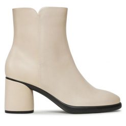 Botki ECCO. Białe botki ecco, bez wzorów, bez obcasa, na słupku, bez zapięcia. Za 869.99 zł.