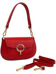 ORE10 Skórzana torebka w kolorze czerwonym - 15 x 24 x 5 cm rozmiar: onesize. Czerwone torby na ramię ORE10, bez wzorów, z materiału, na ramię, bez dodatków. Za 217.99 zł.