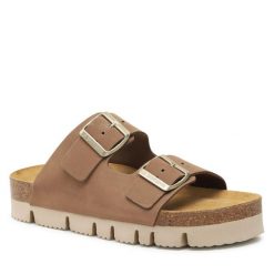 Klapki Dr. Brinkmann. Brązowe klapki Dr. Brinkmann, bez wzorów, bez obcasa. Za 269.99 zł.