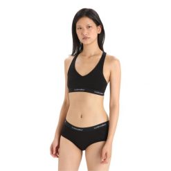 Biustonosz Sportowy Icebreaker Sprite Racerback Bra. Czarne bielizna sportowa Icebreaker, xs, bez wzorów, z wełny. Za 139.99 zł.