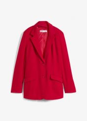 Długi żakiet z czystej bawełny. Czerwone marynarki i żakiety bonprix, bez wzorów, z bawełny, eleganckie. Za 169.99 zł.