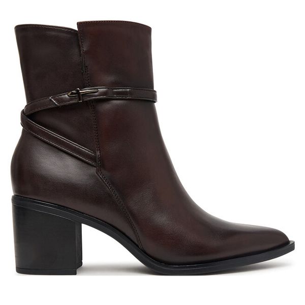 Botki Tamaris. Brązowe botki Tamaris, bez wzorów, bez obcasa, na słupku, bez zapięcia. Za 484.99 zł.