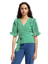 Scotch & Soda Bluzka w kolorze zielono-białym rozmiar: 40. Zielone bluzki Scotch & Soda, bez wzorów, z bawełny, bez kołnierzyka, bez ramiączek. Za 140.86 zł.