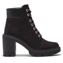 Trzewiki Timberland. Czarne botki Timberland, bez wzorów, bez obcasa, na słupku, bez zapięcia. Za 579.99 zł.