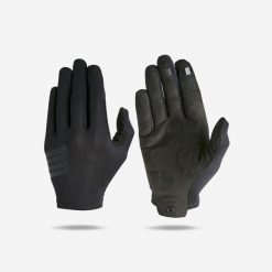 Rękawiczki rowerowe Rockrider oddychające. Czarne rękawiczki ROCKRIDER, bez wzorów, z materiału, sportowe. Za 64.99 zł.