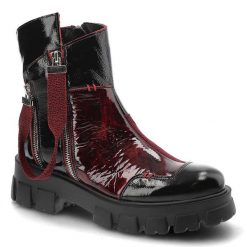 Bordowe Botki Maciejka Modne Skórzane Buty Jesienne. Czarne botki Maciejka, na jesień, z aplikacjami, ze skóry, bez obcasa, na obcasie, bez zapięcia. Za 409.00 zł.
