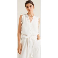 Mango - Top Valentin. Białe topy Mango, l, bez wzorów, z bawełny, bez kołnierzyka, bez ramiączek. W wyprzedaży za 29.90 zł.