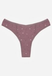 Fioletowe Majtki Stringi z Bawełną w Kwiaty Calylia. Fioletowe stringi Born2be, bez wzorów, z bawełny. Za 5.99 zł.