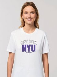 American Universities Koszulka "NYU" w kolorze białym rozmiar: XL. Białe bluzki American Universities, xl, bez wzorów, z bawełny, bez kołnierzyka, bez ramiączek. Za 74.63 zł.