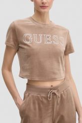 GUESS Brązowy top damski Couture Tee, Rozmiar XL. Brązowe topy Guess, s, z aplikacjami, bez kołnierzyka, bez ramiączek. W wyprzedaży za 89.99 zł.