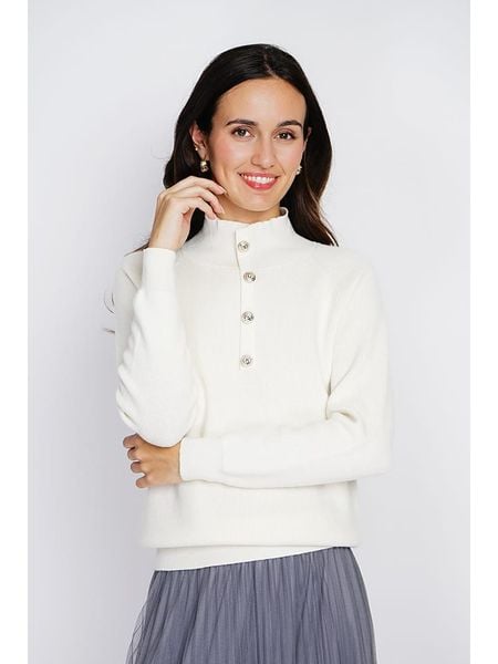 ASSUILI Kaszmirowy sweter w kolorze białym rozmiar: 34. Białe swetry Assuili, bez wzorów, z kaszmiru, bez ramiączek. Za 134.85 zł.