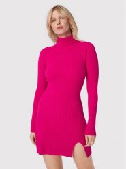 Kontatto Sukienka dzianinowa 3M7616 Różowy Slim Fit. Czerwone sukienki Kontatto, m, bez wzorów, z dzianiny, bez kołnierzyka, bez ramiączek. Za 269.99 zł.