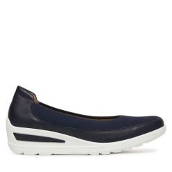 Półbuty Ara. Niebieskie czółenka Ara, bez wzorów, bez obcasa, na koturnie, bez zapięcia. Za 489.99 zł.