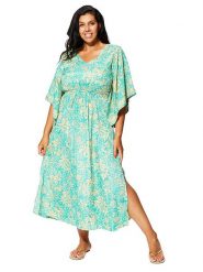 Aller Simplement Sukienka w kolorze miętowym rozmiar: 54-58. Zielone sukienki Aller Simplement, bez wzorów, klasyczne, bez kołnierzyka, bez ramiączek, maxi. Za 65.99 zł.