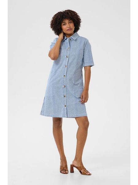 Cream Sukienka w kolorze niebiesko-białym rozmiar: 44. Białe sukienki Cream, na co dzień, bez wzorów, bez kołnierzyka, bez ramiączek, midi, proste. Za 108.74 zł.