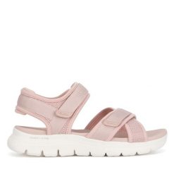 Sandały Skechers. Czerwone sandały Skechers, bez wzorów, bez obcasa, na płaskiej podeszwie, bez zapięcia. Za 259.99 zł.