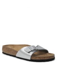 Birkenstock Klapki Madrid Bs 0040413 Srebrny. Szare klapki Birkenstock, bez wzorów, ze skóry, bez obcasa. Za 259.99 zł.