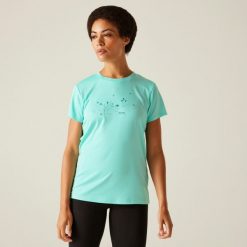 Koszulka turystyczna damska Fingal IX. Niebieskie bluzki Regatta, bez wzorów, z tkaniny, casualowe, bez kołnierzyka, bez ramiączek. Za 128.50 zł.