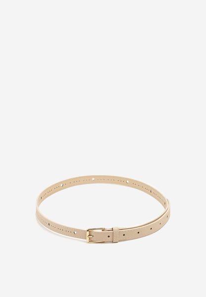 Jasnobeżowy Pasek w Klasycznym Stylu Voielle. Brązowe paski Born2be, bez wzorów, eleganckie. Za 19.99 zł.