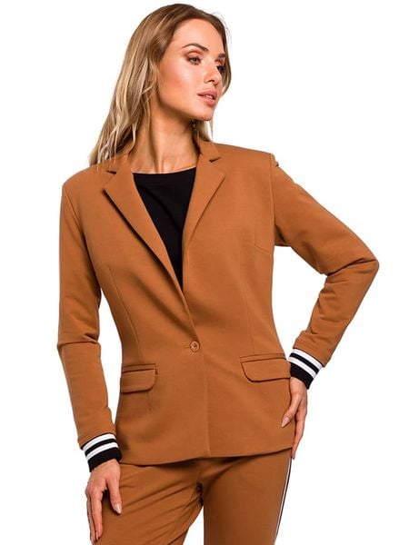 Made of emotion Marynarka w kolorze jasnobrązowym rozmiar: M. Brązowe marynarki i żakiety Made Of Emotion, m, bez wzorów. Za 205.45 zł.