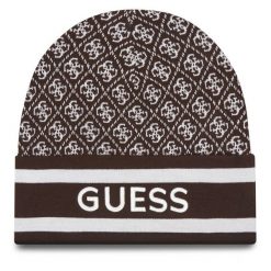 Czapka Guess. Brązowe czapki Guess, z aplikacjami. Za 179.99 zł.