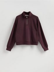 Bluza z zamkiem - ciemnofioletowy. Fioletowe bluzy Reserved, l, bez wzorów, z dzianiny, bez kaptura. Za 129.99 zł.