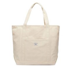 Torebka Guess Jeans. Brązowe shopper Guess Jeans, z aplikacjami, z jeansu, bez dodatków. Za 329.99 zł.