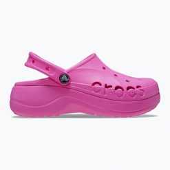 Klapki Crocs Baya Platform Clog. Czerwone klapki Crocs, bez wzorów, bez obcasa. Za 209.99 zł.