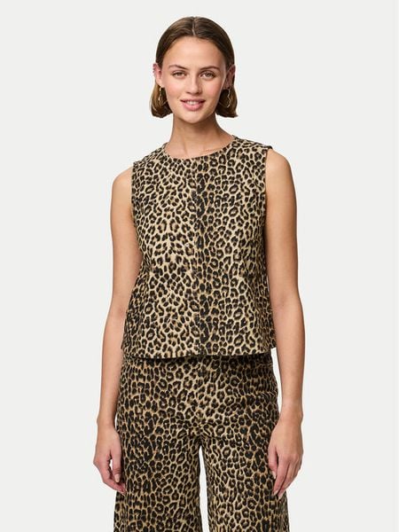 Pieces Bluzka Salume 17158200 Brązowy Relaxed Fit. Brązowe bluzki Pieces, m, bez wzorów, z bawełny, bez kołnierzyka, bez ramiączek. Za 79.99 zł.